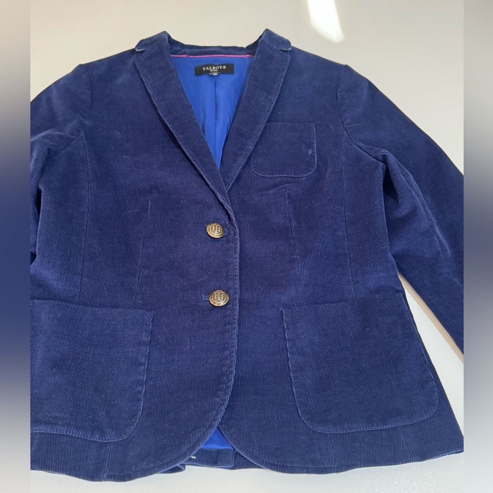 Talbots  Corduroy Navy Blue Women's Blazer - Picture 5 of 12